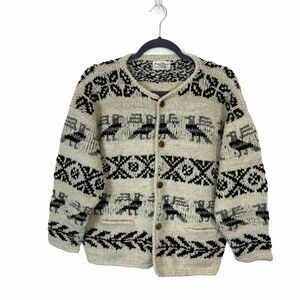 Wool Cardigan Bolivian Vintage Aliento Designs Women's Tribal Chunky sz L / XL